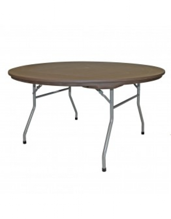 5' Round Brown Plastic Table