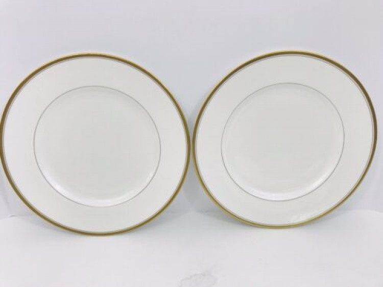 White Gold Single Trim China Dinner Plates