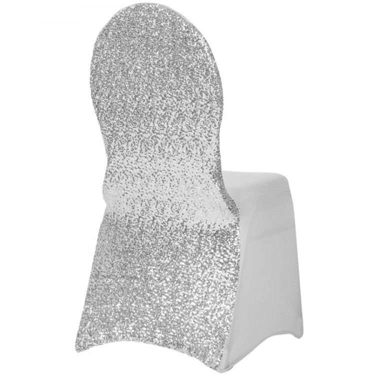 Silver Glitz Sequin Chair Cover